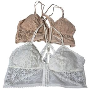Two Aerie Lacy Bralettes Cream and Beige Size Medium